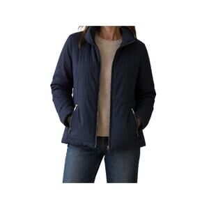 New York & Co Blue Quilted Puffer Jacket Size M Zip Front Winter Coat